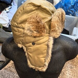 Olive Green Faux Fur Trapper Hat